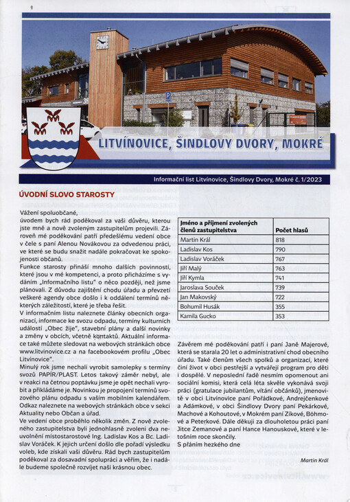 Litvínovice, Šindlovy Dvory, Mokré : informační list Litvínovice, Šindlovy Dvory, Mokré